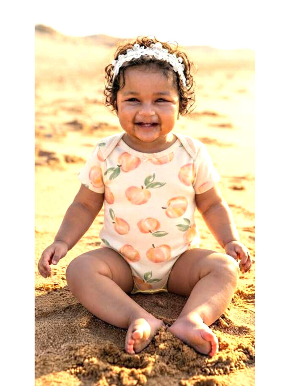 Carter's Baby Girl Yellow Daisies & Peaches Bodysuit Set sz 18M